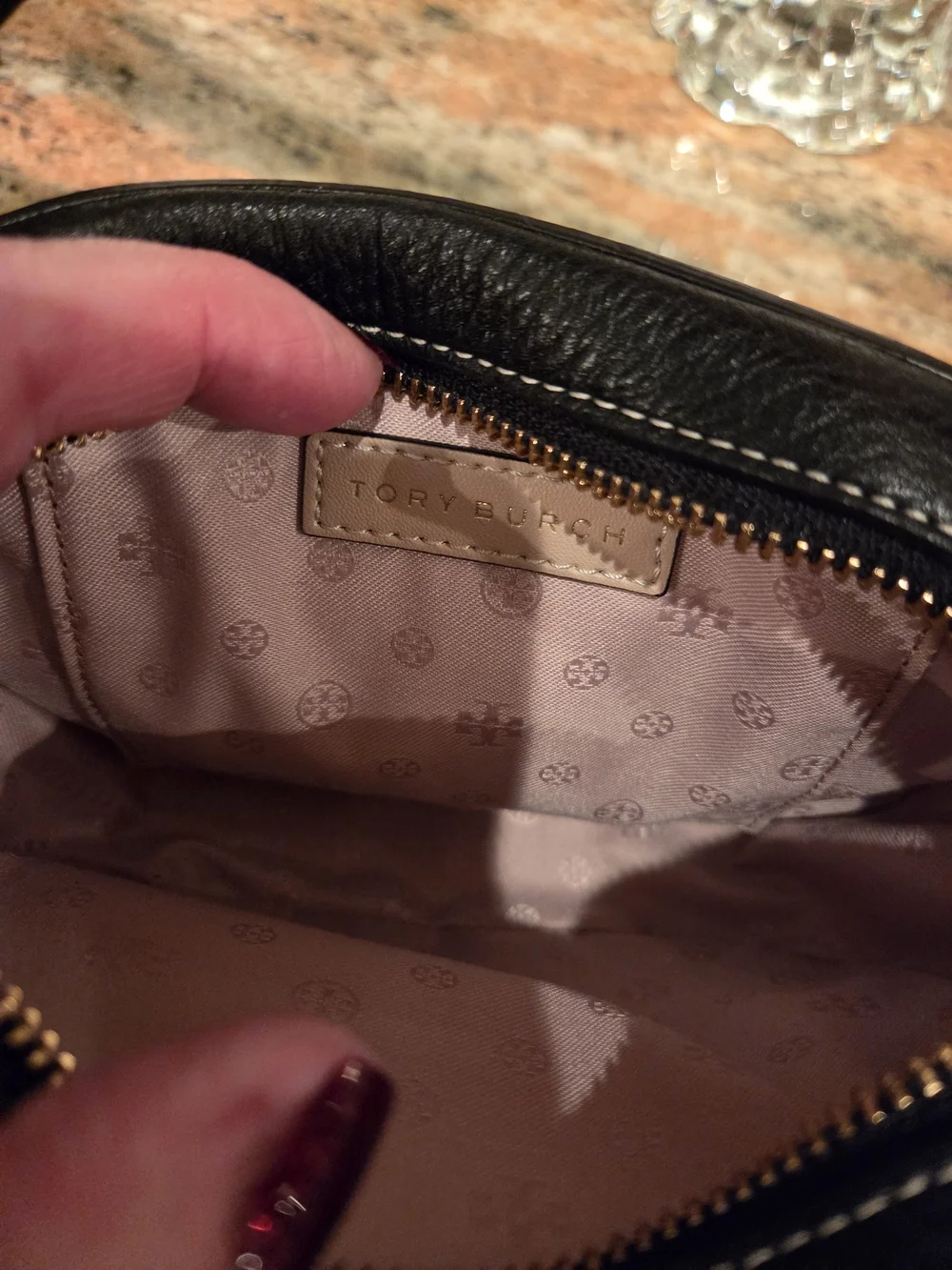 Tory Burch Black Leather Crossbody Bag and Zip Coin Wallet Set